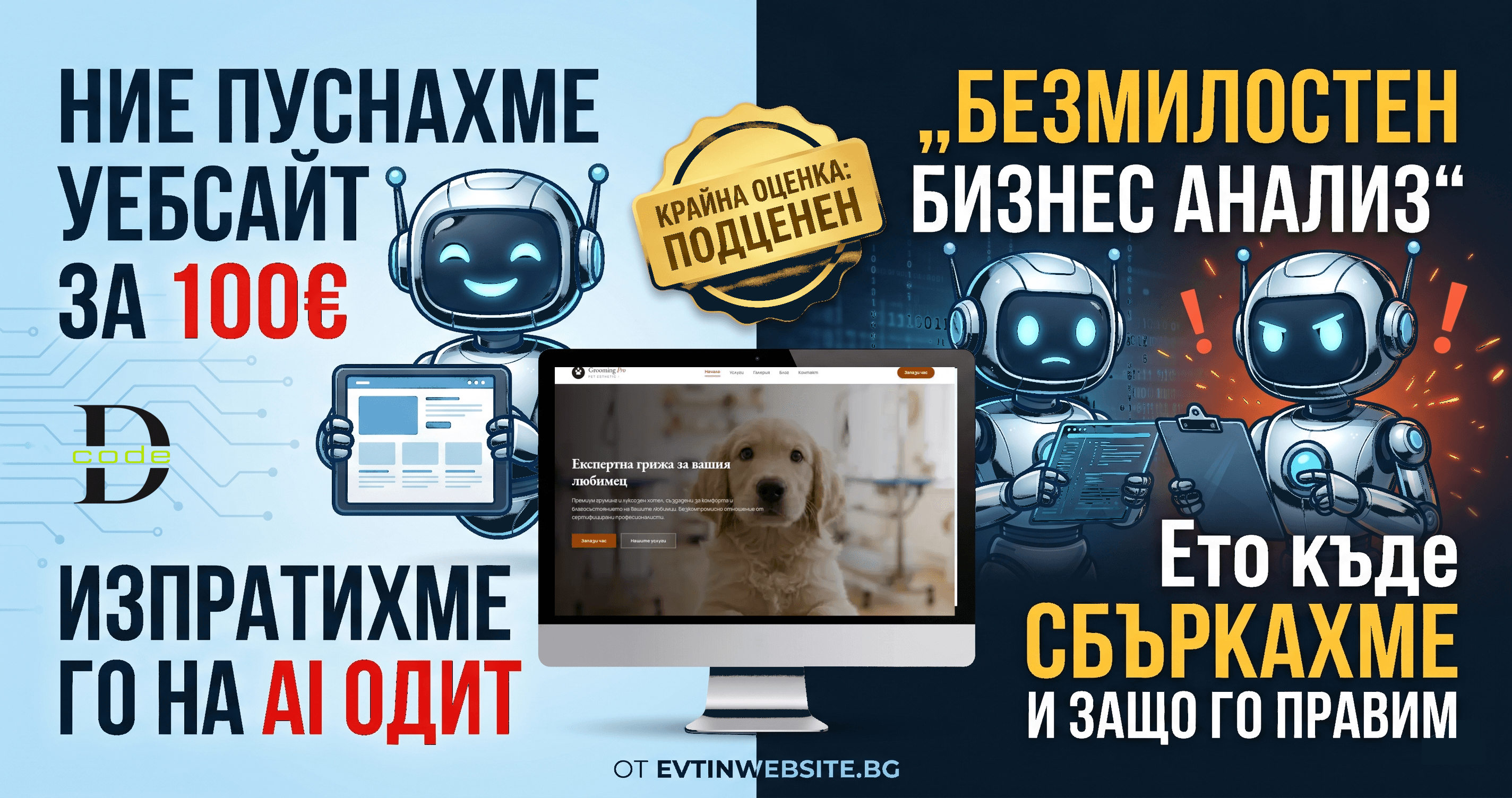 Пуснахме нашия уебсайт за 100€ на безмилостен AI одит: Ето къде сбъркахме (и защо го правим)